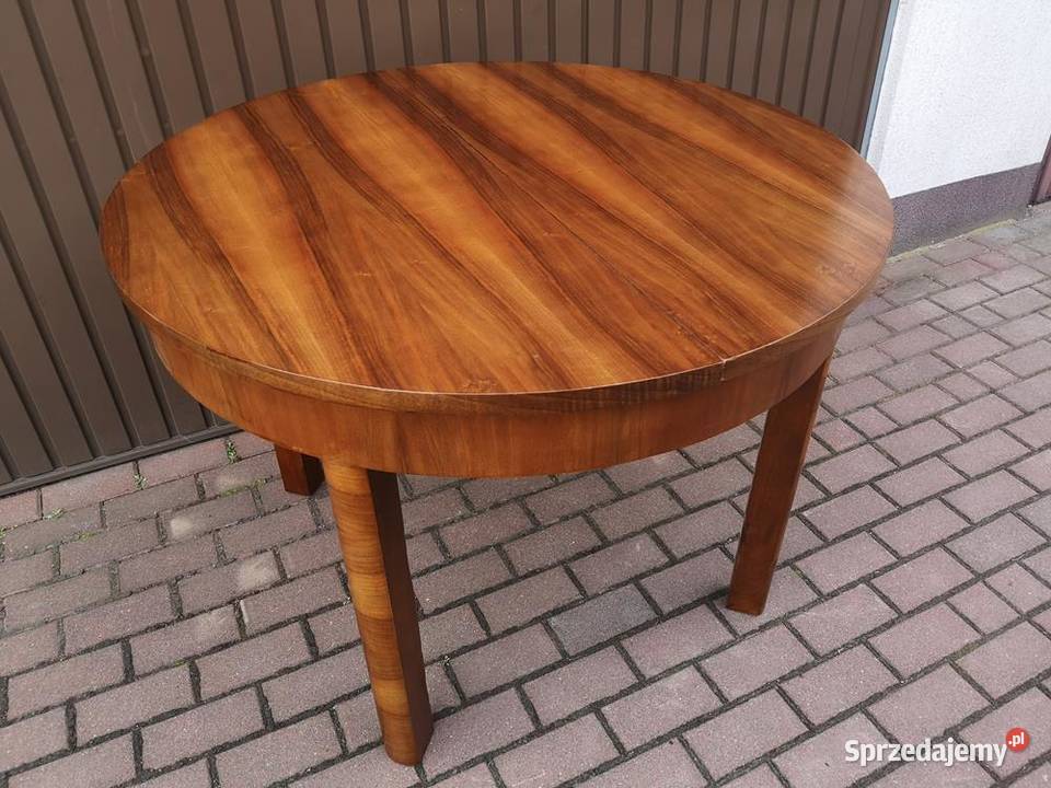 Stół ArtDeco Okrągły Orzech 110 Zgrabny Antyk Swarzędz sprzedam