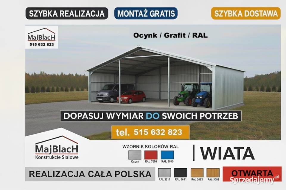 Mały Garaż Blaszany z zadaszeniem bocznym Garaże Sprzedaż
