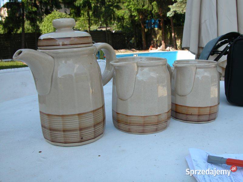stare ceramiczne dzbanki 3 sztuki sygnowane Gorzów Wielkopolski