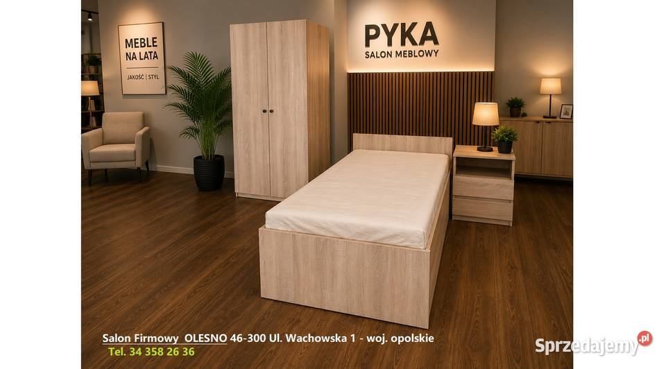 Łóżko z Materacem Szafa Szafka Nocna NOWE Zestaw Olesno