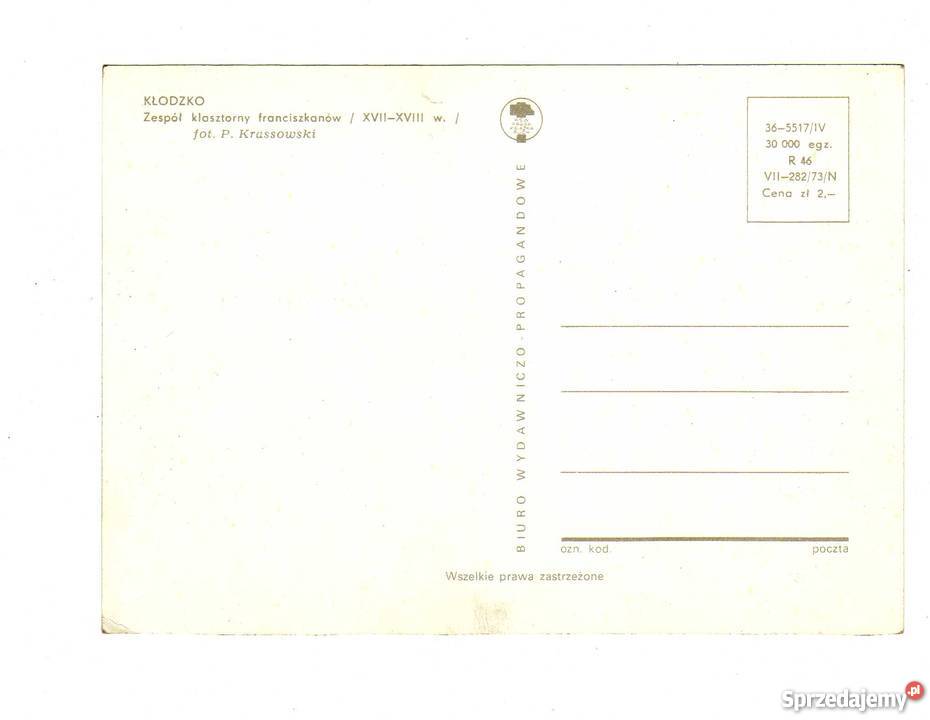 KŁODZKO KLASZTOR POCZTÓWKA Krynki