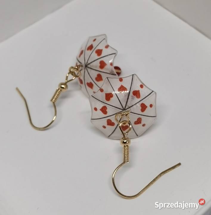 Kolorowe kolczyki parasolki serduszka walentynki Kołobrzeg