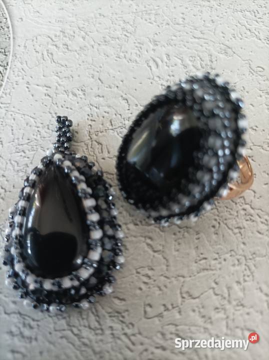 Onyks pierścionek 11 wisior beading śląskie