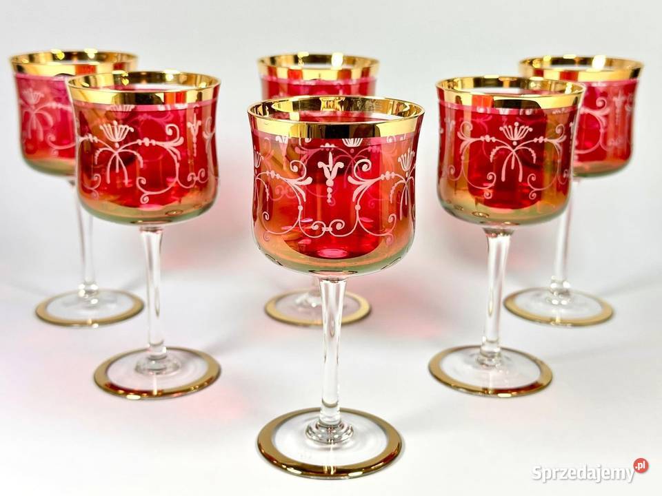 Zestaw sześciu czechosłowackich szklanych Warszawa