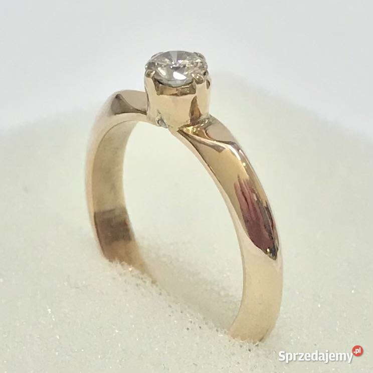 Złoty PIERŚCIONEK zaręczynowy 14K DIAMENT 030 ct mazowieckie