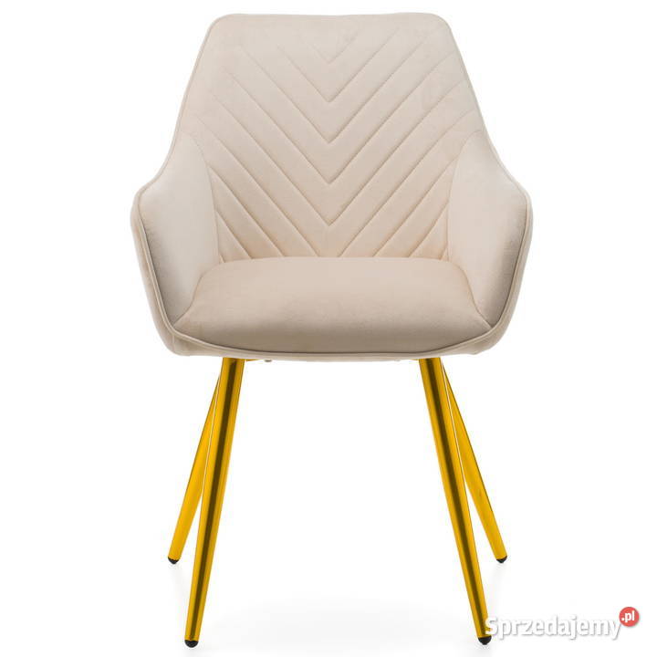 Beżowe Krzesło Vasto Złote Nogi Wysyłka 24H Tarchały Małe