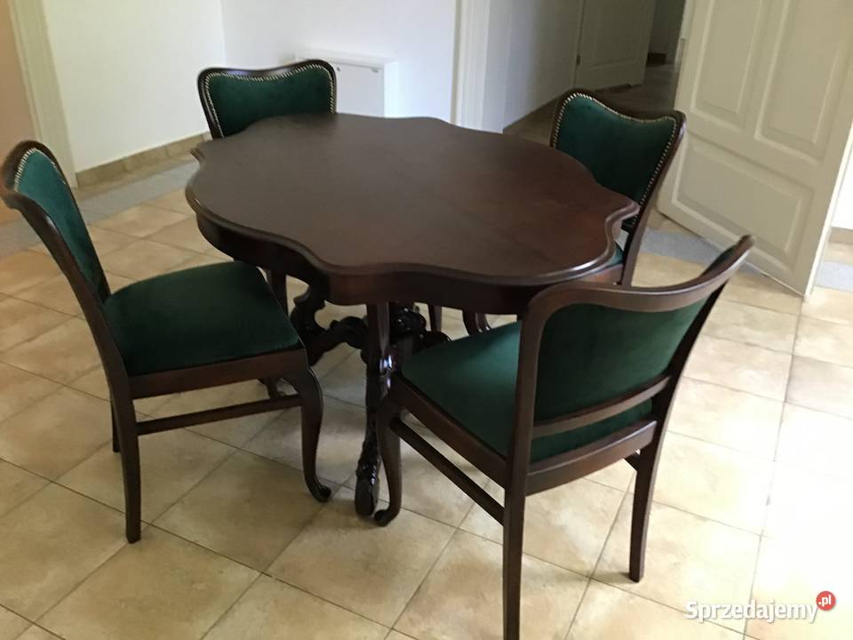 Przepiękny stary stół całość drewno blat Wieruszów