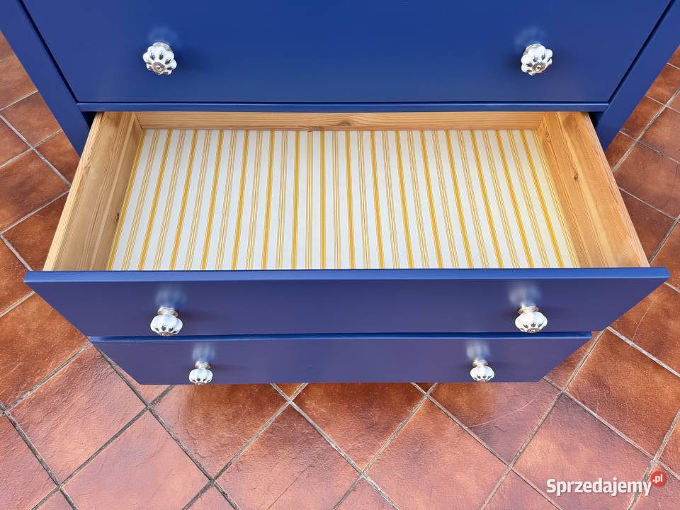 Komoda drewniana z szufladami granatowa szafka Komody Garwolin