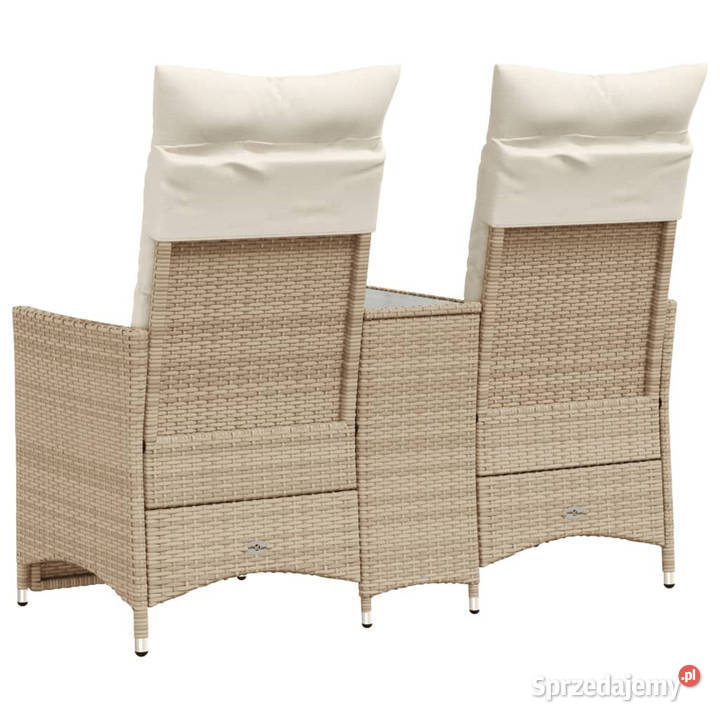 Rozkładana sofa ogrodowa ze stolikiem 2os beż