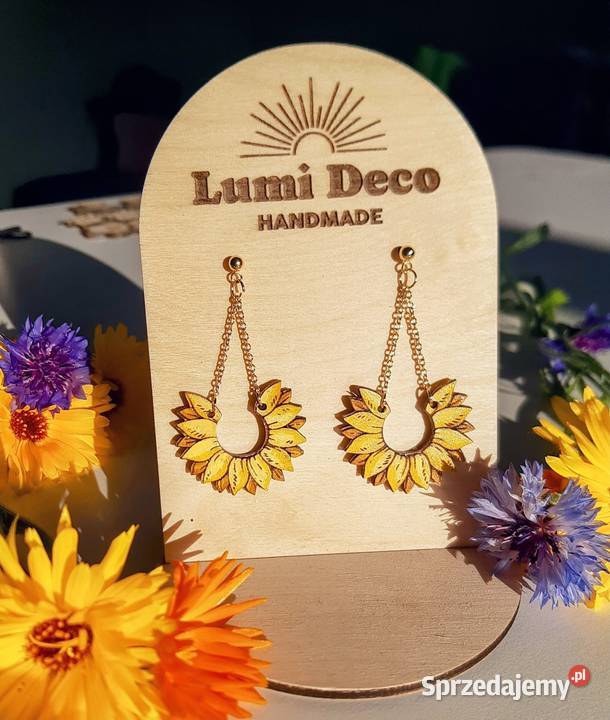 Promienne Słoneczniki Kolczyki drewniane Oświęcim sprzedam