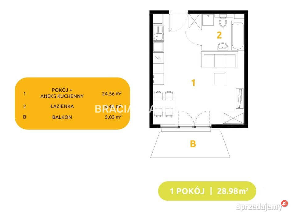 Mieszkanie Kraków 29 listopada 2898m2 1 pokojowe własność