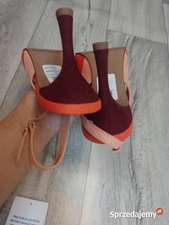 42 ASOS Pomarańczowo bordowe czółenka z odkrytą Kraków
