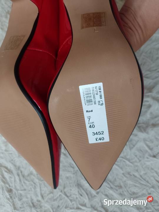 40 River Island Czerwone czółenka szpilki z Kraków