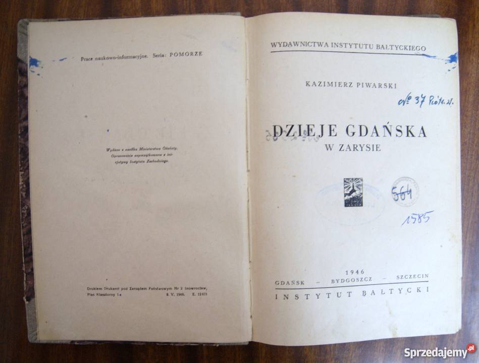 Kazimierz Piwarski Dzieje Gdańska w zarysie 1946 Parczew