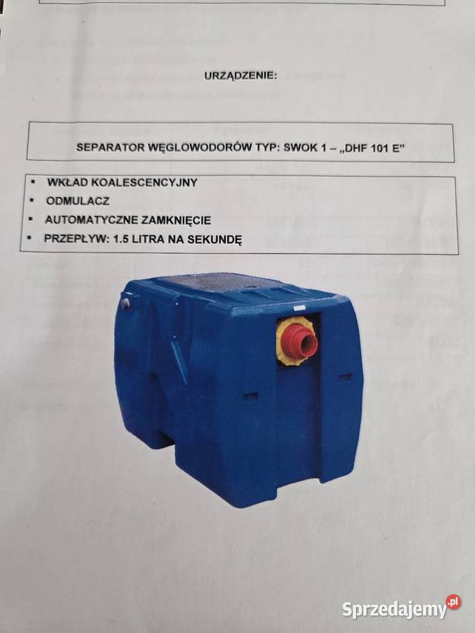 Separator węglowodorów SWOK 1 używany np Garwolin