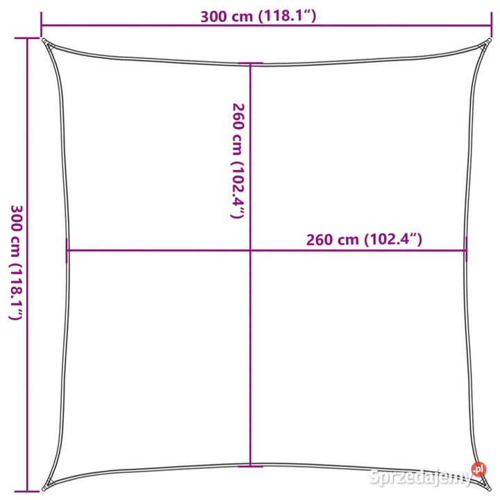 Żagiel przeciwsłoneczny piaskowy 3x3 m 100 Warszawa