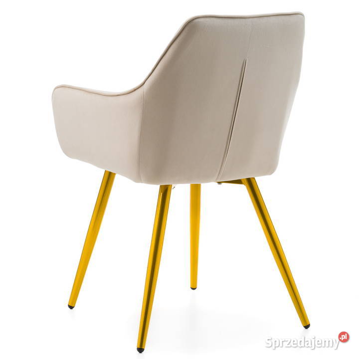 Beżowe Krzesło Vasto Złote Nogi Wysyłka 24H Tarchały Małe