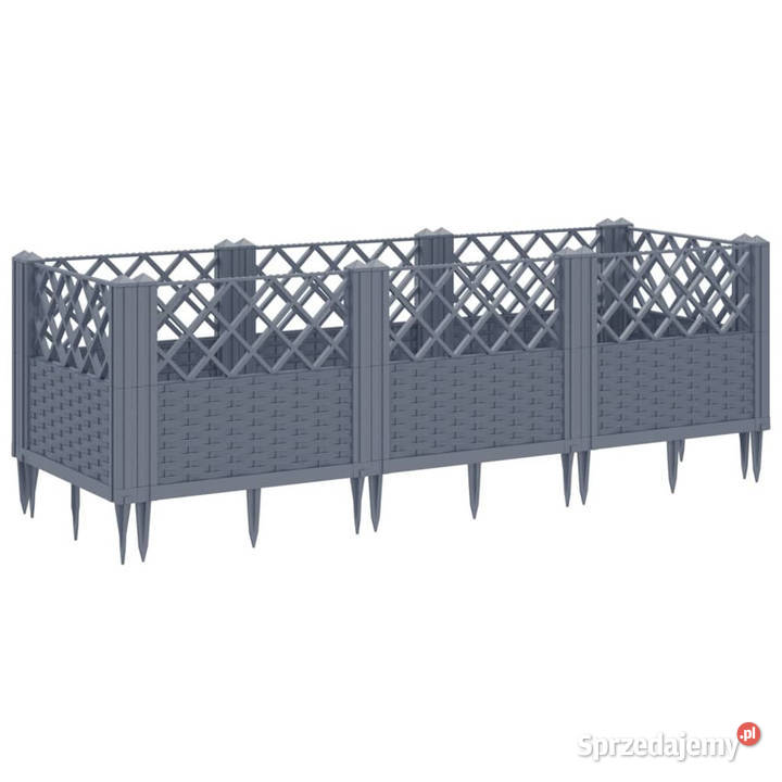 Donica ogrodowa na kołkach szara 1235x435x435 PP Warszawa