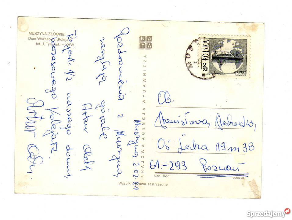 MUSZYNA ZŁOCIE DOM WCZASOWY KOLEJARZ POCZTÓWKA Pocztówki i karty telefoniczne Krynki