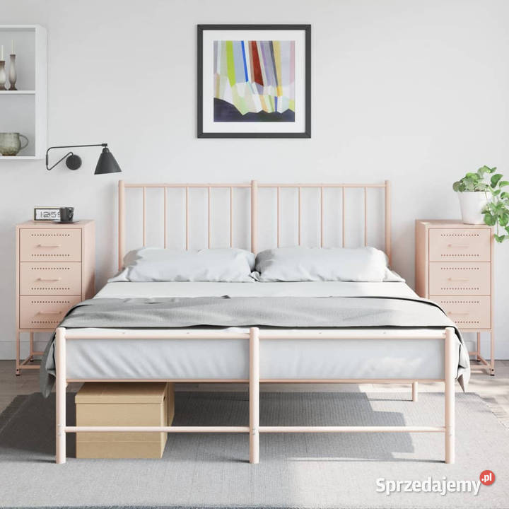 Szafki nocne 2 różowe 36x39x78 stal WM846581 Dom i Ogród