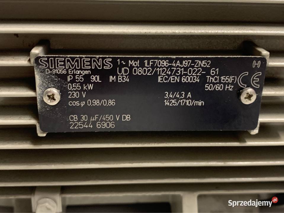 Silnik Jednofazowy 055kW 230V SIEMENS 17 małopolskie Kraków