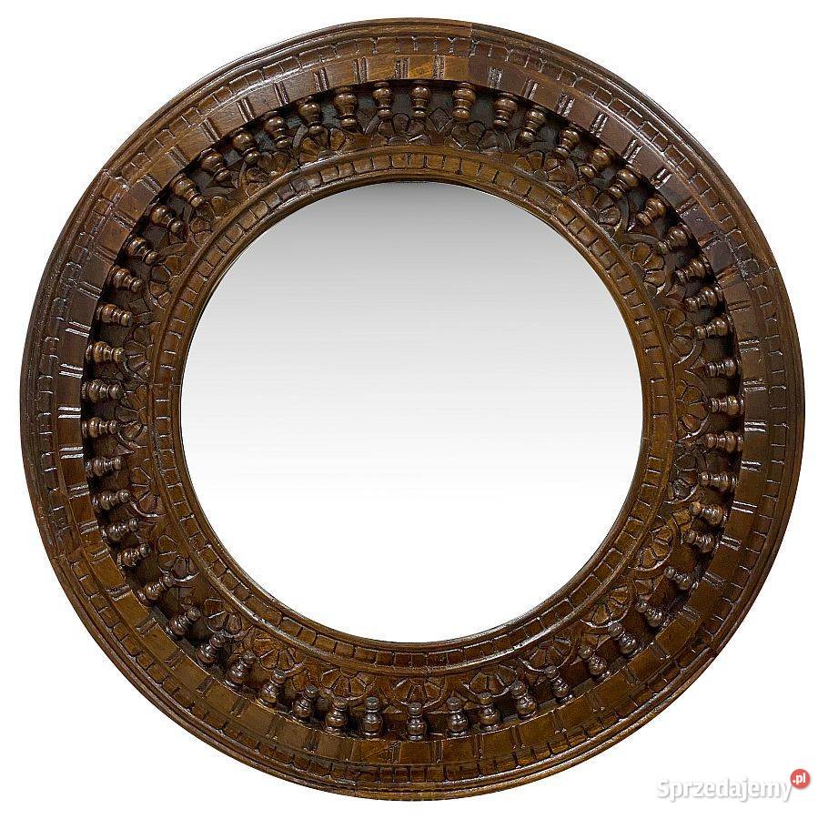 Lustro z drewnianą ramą z litego drewna tralki