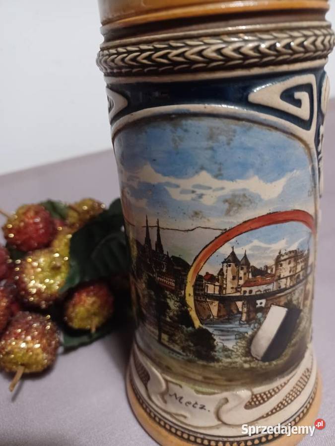 PORCELANOWY stary kufel z k 19 w Sygnowany