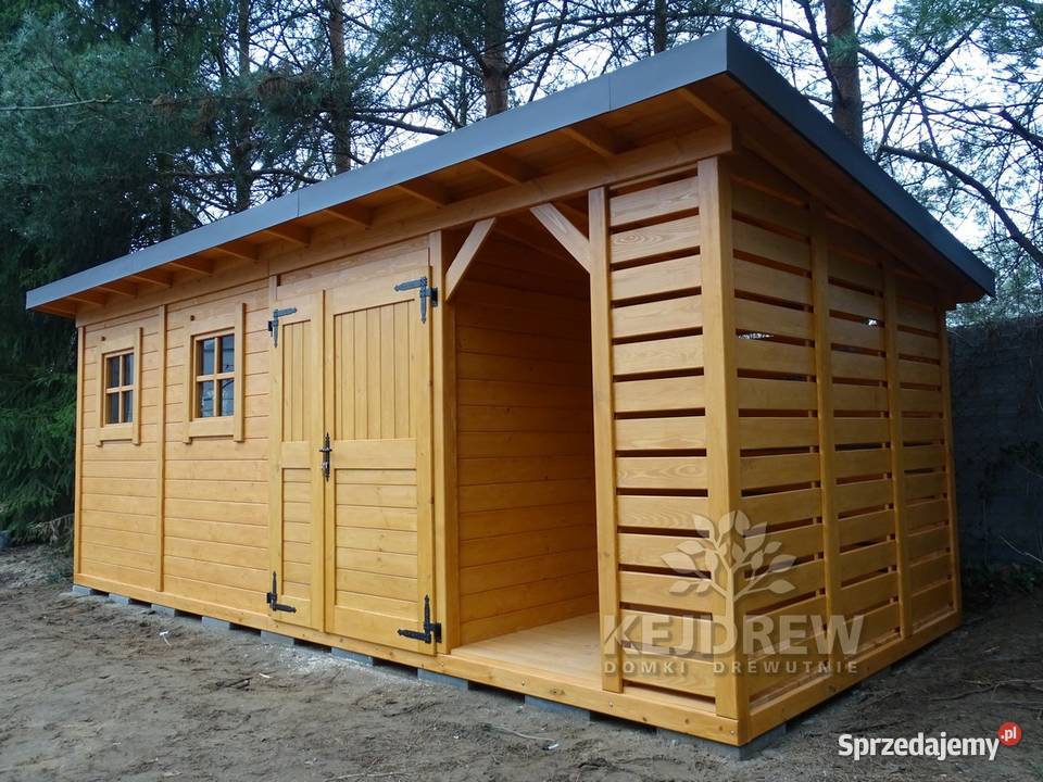 Nowoczesna stodoła domek z drewutnią nowoczesny