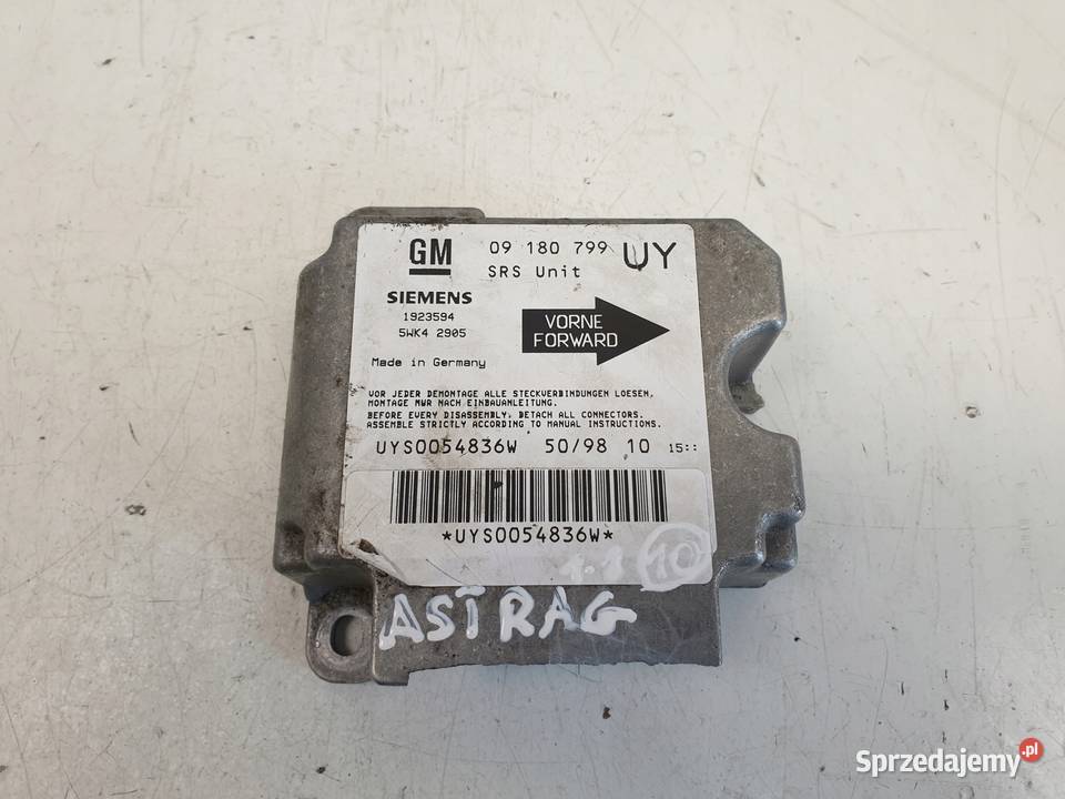 Opel Astra G II MODUŁ PODUSZEK AIRBAG 09180799 Chełm