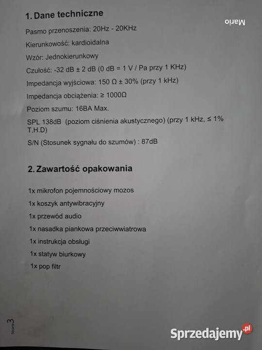 Zestaw Mikrofonowy XLR Mozos MKIT800pro Chorzów