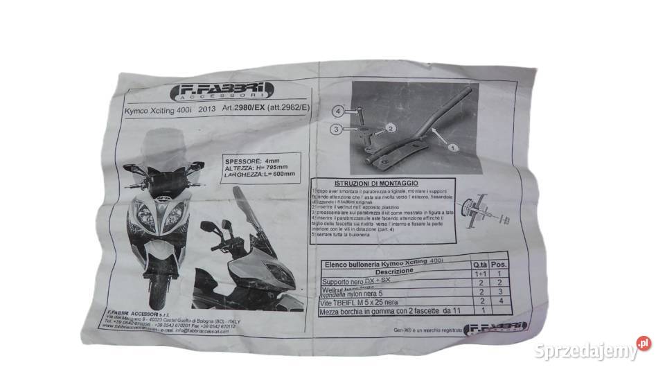 STELAŻ UCHWYT MOCOWANIE SZYBY FABBRI KYMCO Bielsk Podlaski sprzedam