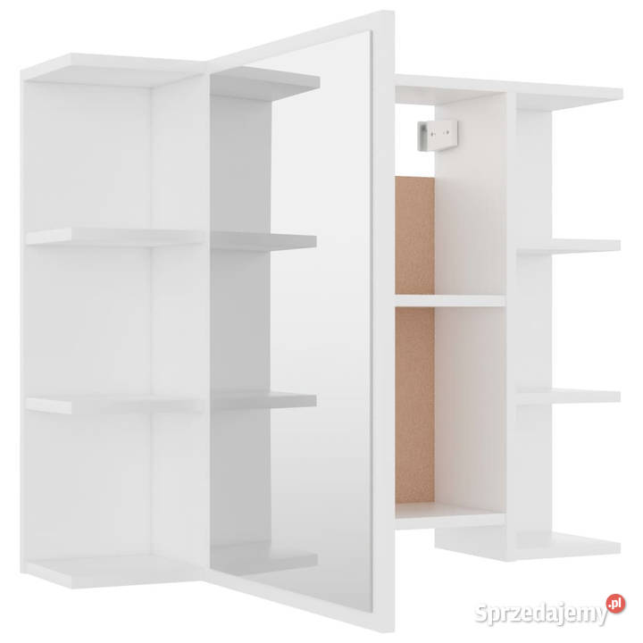 Szafka łazienkowa z lustrem biała 80 x 205 x 64