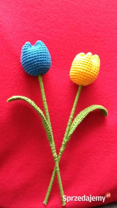 Tulipany wykonane na szydełku Rękodzieło łódzkie Łask