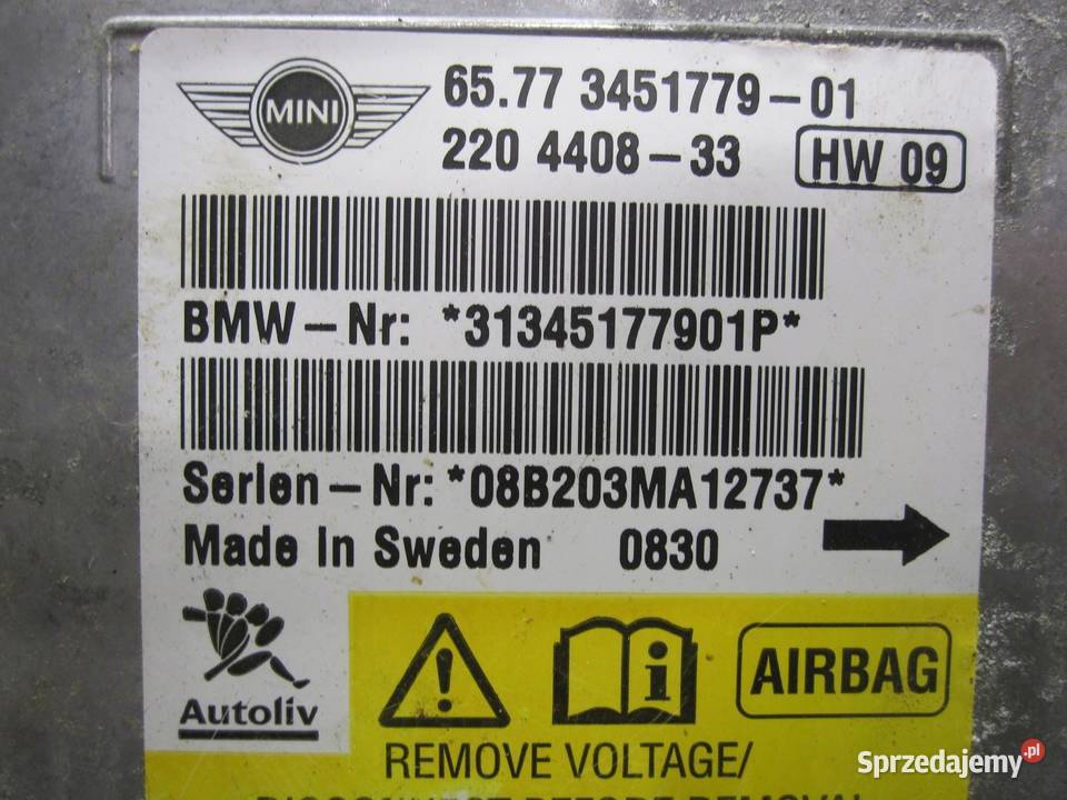 MINI CLUBMAN I 08r moduł AIRBAG 3451779 Kielce