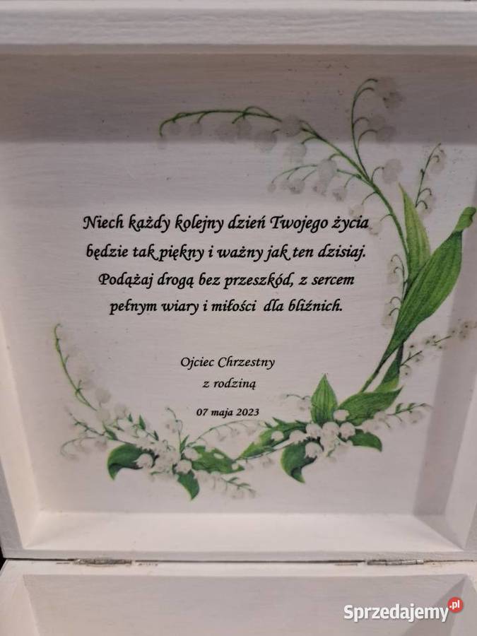 Pudełko komunijne konwalie z życzeniami handmade Kędzierzyn-Koźle