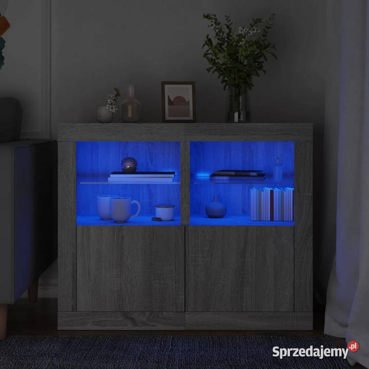 Szafki z LED 2 szary dąb sonoma materiał mazowieckie Warszawa