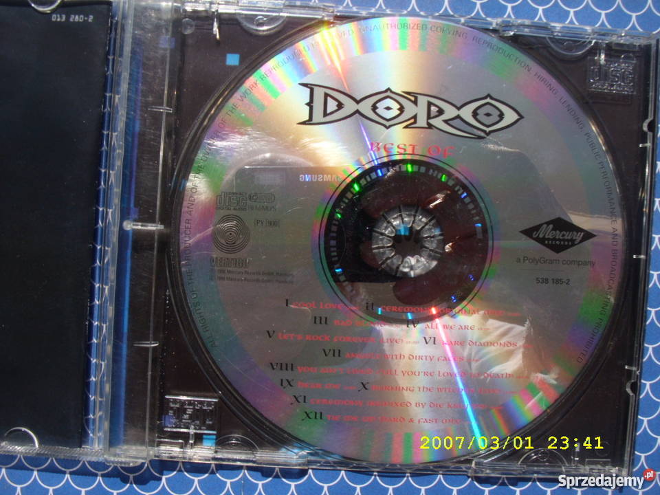 Rock cd BEST OF DORO MERCURY REC bez okladki Wołów
