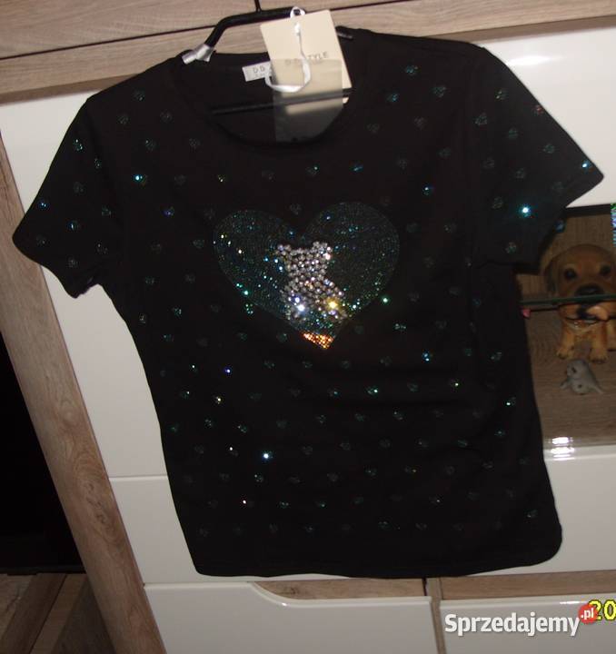 NOWA bluzka Tshirt z MISIEM SERCE cyrkonie r SM Rawicz