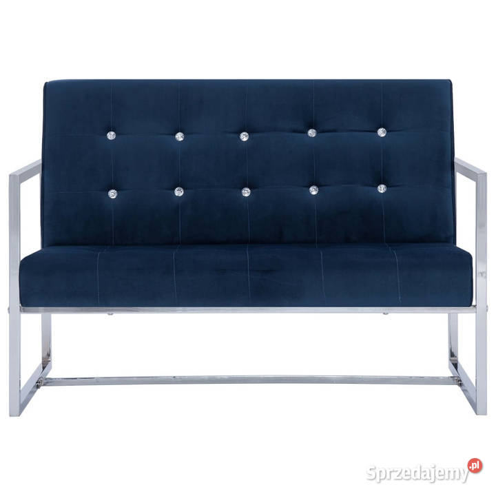 2osobowa sofa z podłokietnikami niebieska chrom Warszawa
