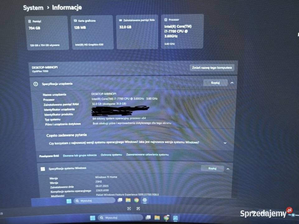 Komputer stacjonarny Dell Intel Core i7 32GB ram sprzedam