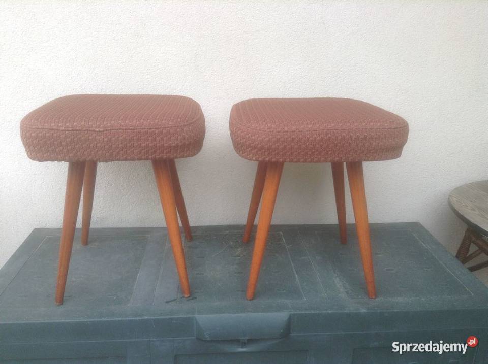 Zestaw 2 taboretów tapicerowanych lata PRL 40cm