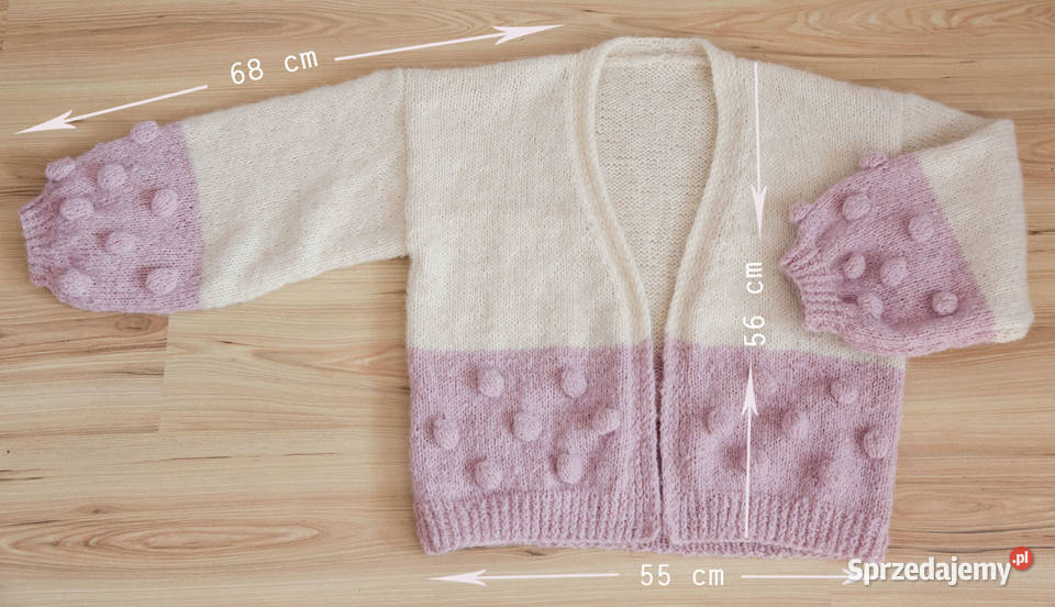 Sweter kardigan robiony na drutach w duże bąble Gdynia sprzedam