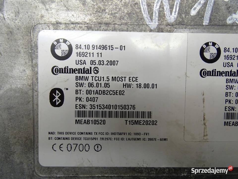 MODUŁ STEROWNIK BLUETOOTH 9149615 BMW X5 E70 E61