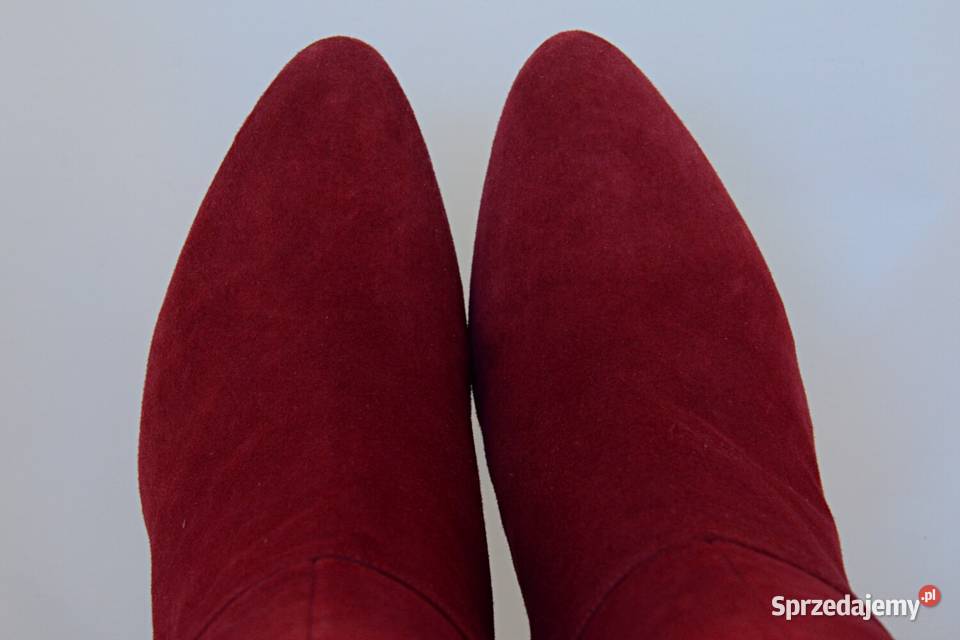 BURGUNDOWA POEZJA naturalny zamsz kozaki szpilki Rozmiar 41 Białystok sprzedam