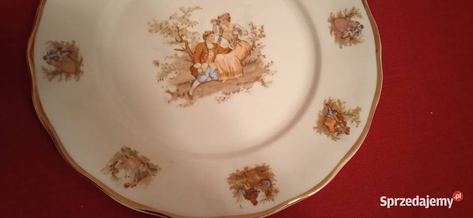Ozdobny duży talerz z porcelany Porcelana i szkło Świdnica