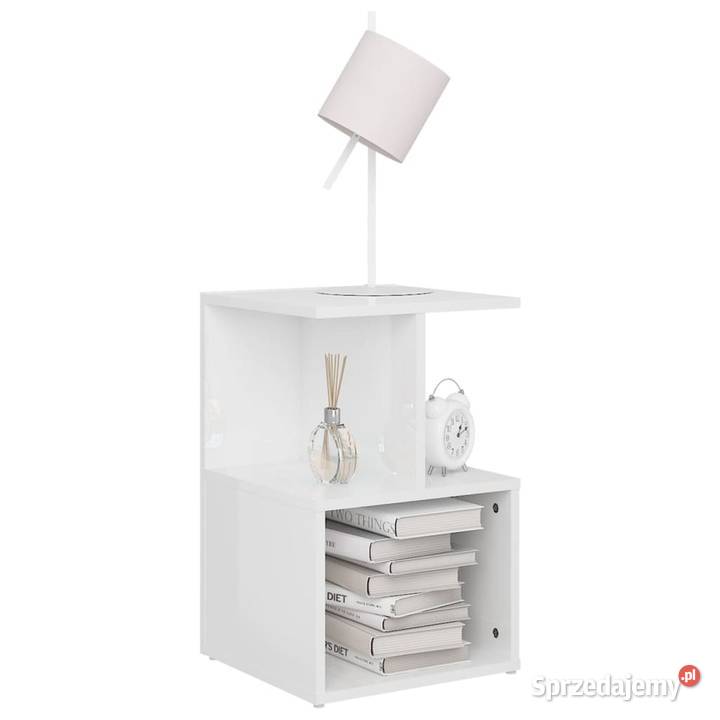 vidaXL Szafki nocne 2 wysoki połysk białe Nocne Warszawa