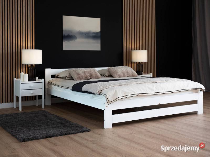 Łóżko białe sosnowe 160x200 cm + stelaż elastyczny Kada