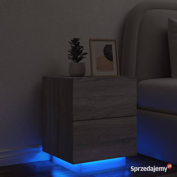 Szafka nocna z LED szary dąb sonoma materiał Meble mazowieckie Warszawa