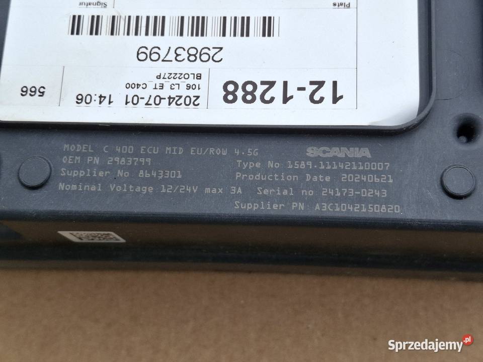 SCANIA MODUŁ STEROWNIK KASETA KOMPUTER C400 ECU ciężarowe Bieleń