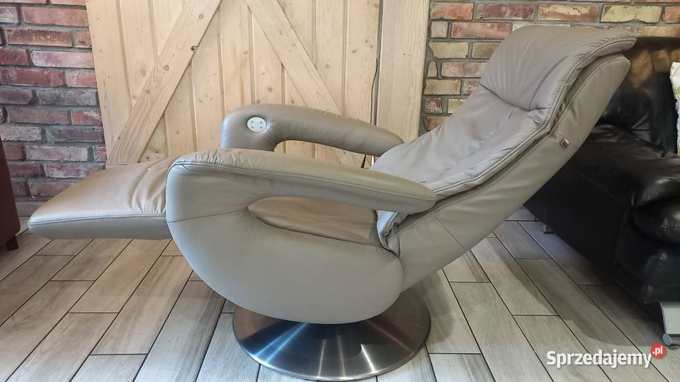 Fotel skórzany rozkładany relax na pilot HUKLA Gawroniec